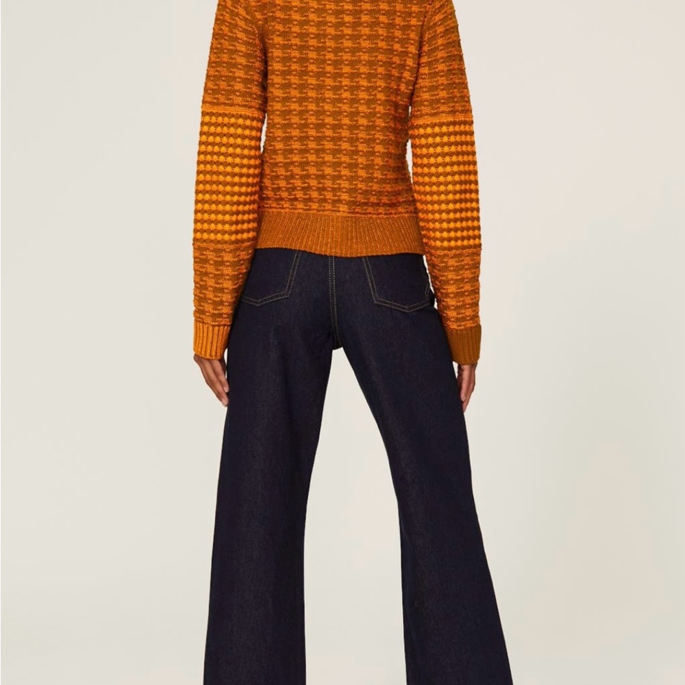 Victoria Beckham Orange and Brown Patterned Sweater